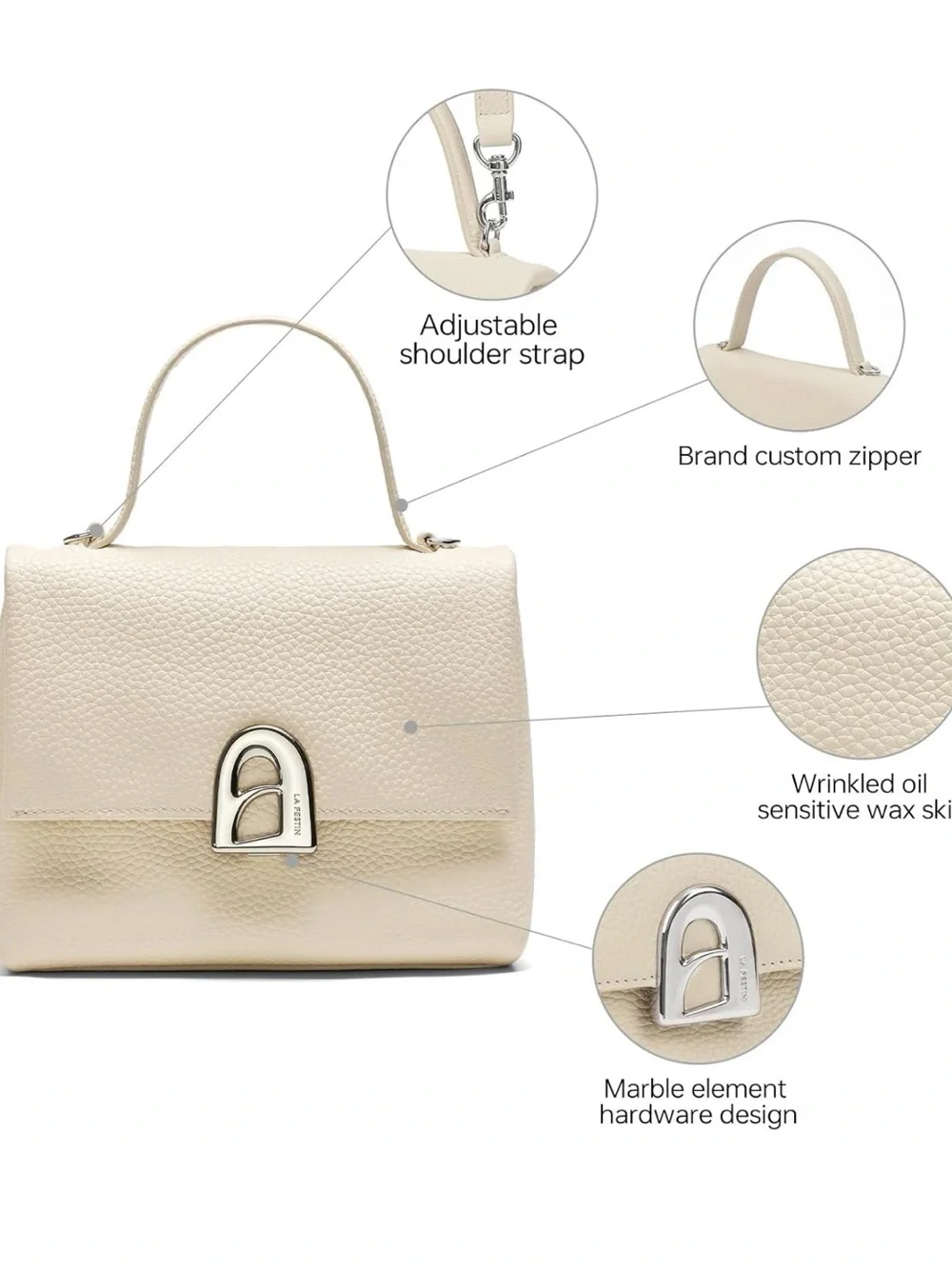 White Leather Top-Handle Bag